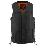 Milwaukee Leather MLM3520 Men’s Black Leather Vest – Classic V-Neck Straight Bottom Side Lace Motorcycle Rider Vest - Image 10