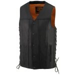 Milwaukee Leather MLM3520 Men’s Black Leather Vest – Classic V-Neck Straight Bottom Side Lace Motorcycle Rider Vest - Image 18
