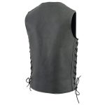 Milwaukee Leather MLM3521 Men’s Distress Grey Leather Vest – V-Neck Straight Bottom Side Lace Motorcycle Rider Vest - Image 7