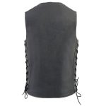 Milwaukee Leather MLM3521 Men’s Distress Grey Leather Vest – V-Neck Straight Bottom Side Lace Motorcycle Rider Vest - Image 2