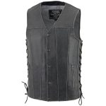 Milwaukee Leather MLM3521 Men’s Distress Grey Leather Vest – V-Neck Straight Bottom Side Lace Motorcycle Rider Vest - Image 6