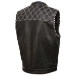Milwaukee Leather MLM3525 Men’s Black ‘Paisley’ Accented White Stitching Leather Vest – w/Armhole Trim Open Collar Design - Image 10