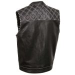 Milwaukee Leather MLM3525 Men’s Black ‘Paisley’ Accented White Stitching Leather Vest – w/Armhole Trim Open Collar Design - Image 9