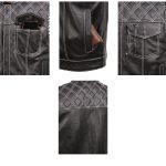 Milwaukee Leather MLM3525 Men’s Black ‘Paisley’ Accented White Stitching Leather Vest – w/Armhole Trim Open Collar Design - Image 8