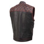 Milwaukee Leather MLM3526 Men’s Black ‘Paisley’ Accented Red Stitching Leather Vest – w/ Armhole Trim Open Collar Design - Image 11