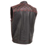 Milwaukee Leather MLM3526 Men’s Black ‘Paisley’ Accented Red Stitching Leather Vest – w/ Armhole Trim Open Collar Design - Image 10