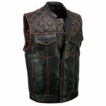 Milwaukee Leather MLM3527 Men’s Black ‘Paisley’ Accented w/ Orange Stitching Leather Vest – / Armhole Trim - Image 14