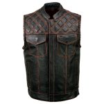Milwaukee Leather MLM3527 Men’s Black ‘Paisley’ Accented w/ Orange Stitching Leather Vest – / Armhole Trim - Image 13