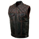 Milwaukee Leather MLM3527 Men’s Black ‘Paisley’ Accented w/ Orange Stitching Leather Vest – / Armhole Trim - Image 12