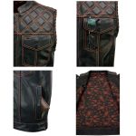 Milwaukee Leather MLM3527 Men’s Black ‘Paisley’ Accented w/ Orange Stitching Leather Vest – / Armhole Trim - Image 20