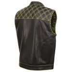 Milwaukee Leather MLM3528 Men’s Black Paisley Lined Leather Vest w/ Neon Green Stitching & Armhole Trim - Image 9