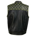 Milwaukee Leather MLM3528 Men’s Black Paisley Lined Leather Vest w/ Neon Green Stitching & Armhole Trim - Image 2