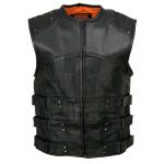 Milwaukee Leather MLM3530 Men’s Black Swat Tactical Style Leather Vest Club Patch Accessible Single Panel Back Vest - Image 12