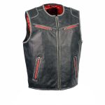 Milwaukee Leather MLM3535 Men’s Vintage Grey Motorcycle Leather Vest with Zipper Color Accent