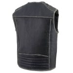 Milwaukee Leather MLM3536 Men’s Distressed Grey Leather Collarless Motorcycle Rider Vest - Image 7