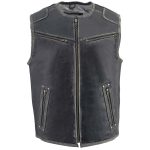 Milwaukee Leather MLM3536 Men’s Distressed Grey Leather Collarless Motorcycle Rider Vest - Image 8