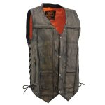 Milwaukee Leather MLM3540 Men’s Roulette Distressed Brown 10 Pocket Motorcycle Leather Vest