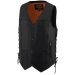 Milwaukee Leather MLM3541 Men’s Roulette Black Premium Leather 10 Pocket Motorcycle Vest w/ Cool-Tec Leather Treatment - Image 9