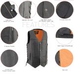 Milwaukee Leather MLM3541 Men’s Roulette Black Premium Leather 10 Pocket Motorcycle Vest w/ Cool-Tec Leather Treatment - Image 5