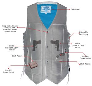 Milwaukee Leather MLM3541 Men’s Roulette Black Premium Leather 10 Pocket Motorcycle Vest w/ Cool-Tec Leather Treatment - Image 4