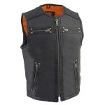 Milwaukee Leather MLM3550 Men’s Black Zipper Front Long Length Leather Vest