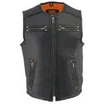 Milwaukee Leather MLM3550 Men’s Black Zipper Front Long Length Leather Vest - Image 7