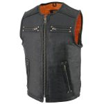 Milwaukee Leather MLM3550 Men’s Black Zipper Front Long Length Leather Vest - Image 5