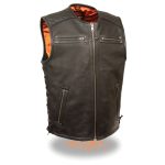 Milwaukee Leather MLM3551 Men’s Black Zipper Front Full Side Lace Leather Vest