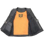 Milwaukee Leather MLM3560 Men’s Black Leather Vest – Reflective Piping Elasticized Waist Open Neck Motorcycle Vest - Image 4