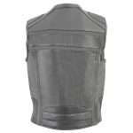 Milwaukee Leather MLM3560 Men’s Black Leather Vest – Reflective Piping Elasticized Waist Open Neck Motorcycle Vest - Image 2