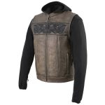 Milwaukee Leather MLM3561 Men’s Leather Vest w/ Removeable Hoodie- Distress Brown Reflective Skulls Motorcycle Vest - Image 8