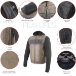 Milwaukee Leather MLM3561 Men’s Leather Vest w/ Removeable Hoodie- Distress Brown Reflective Skulls Motorcycle Vest - Image 3