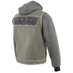 Milwaukee Leather MLM3562 Men’s Leather Vest w/ Removeable Hoodie – Distress Grey Reflective Skulls Motorcycle Vest - Image 2