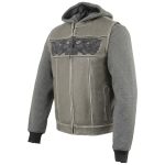 Milwaukee Leather MLM3562 Men’s Leather Vest w/ Removeable Hoodie – Distress Grey Reflective Skulls Motorcycle Vest - Image 8