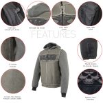 Milwaukee Leather MLM3562 Men’s Leather Vest w/ Removeable Hoodie – Distress Grey Reflective Skulls Motorcycle Vest - Image 4