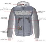 Milwaukee Leather MLM3562 Men’s Leather Vest w/ Removeable Hoodie – Distress Grey Reflective Skulls Motorcycle Vest - Image 5