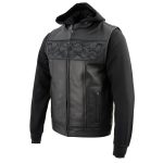 Milwaukee Leather MLM3563 Men’s Leather Vest w/ Removeable Hoodie – Black 2 in 1 Reflective Skulls Motorcycle Vest - Image 10