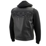 Milwaukee Leather MLM3563 Men’s Leather Vest w/ Removeable Hoodie – Black 2 in 1 Reflective Skulls Motorcycle Vest - Image 11