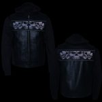 Milwaukee Leather MLM3563 Men’s Leather Vest w/ Removeable Hoodie – Black 2 in 1 Reflective Skulls Motorcycle Vest - Image 6