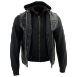 Milwaukee Leather MLM3563 Men’s Leather Vest w/ Removeable Hoodie – Black 2 in 1 Reflective Skulls Motorcycle Vest - Image 7