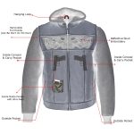 Milwaukee Leather MLM3563 Men’s Leather Vest w/ Removeable Hoodie – Black 2 in 1 Reflective Skulls Motorcycle Vest - Image 4
