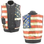 Milwaukee Leather MLM3506 Men’s Black Premium Leather Vest – Old Glory Laced Armholes Red Stitching Club Style Vest - Image 4