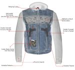 Milwaukee Leather MLM3561 Men’s Leather Vest w/ Removeable Hoodie- Distress Brown Reflective Skulls Motorcycle Vest - Image 4