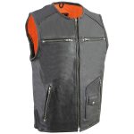 Milwaukee Leather MLM3570 Men’s Black Leather Vest with Side Stretch Flex