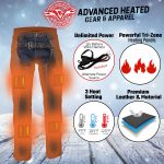 Milwaukee Leather MLM5513 Men’s Black ‘Heated’ Motorcycle Leather Winter Chaps with Zippered Thigh Pockets - Image 2