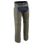 Milwaukee Leather Chaps for Men’s Vintage Grey Slate Leather – Deep Zipped Thigh Pockets Motorcycle Chap – MLM5536