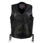Milwaukee Leather USA MADE MLVSL5002 Women’s Black Kitten Leather Motorcycle Vest with Side Laces - Image 8