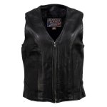 Milwaukee Leather USA MADE MLVSL5003 Women’s Black Speed Queen Motorcycle Leather Vest with Front Zipper - Image 6