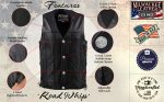 Milwaukee Leather USA MADE MLVSM5005 Men’s Black Road Whip Premium Motorcycle Leather Vest with Buffalo Snap Buttons - Image 2