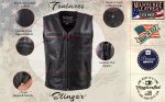 Milwaukee Leather USA MADE MLVSM5009 Men’s Black Slinger V-Neck Motorcycle Premium Leather Zippered Vest - Image 2